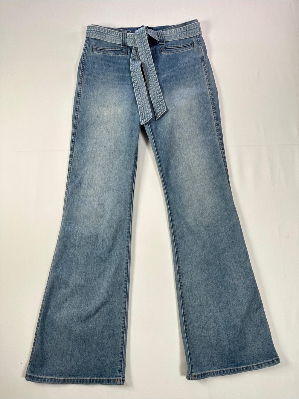 GAP Medium Wash Belted Flare Leg Jeans Retro 70s Size 8